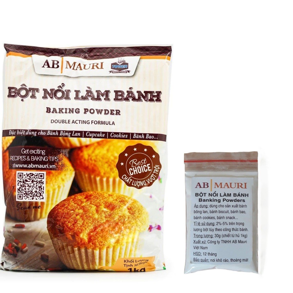 Bột nổi, bột nở, banking powder Mauri túi zip 30g, 100g dùng làm bánh Bông lan,Cupcake,Bánh bao,cookies ..