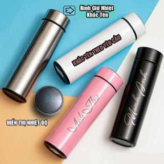 Bình Giữ Nhiệt Ly Giữ Nhiệt Khắc Tên Theo Yêu Cầu Inox Hiển Thị Nhiệt Độ Màn Hình LED Cao Cấp 500ml