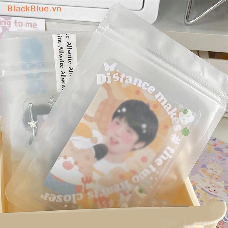 Bblue 10 CÁI Túi gói thẻ nhựa khóa kéo trong suốt có khóa kéo Túi đóng gói thẻ Ziplock Poly Kpop tro