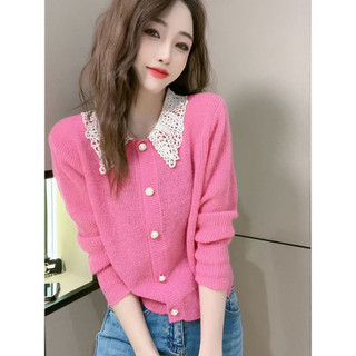 Dệt kim rỗng Phong cách mới Cổ áo polo thời trang dài tay phong cách mỏng