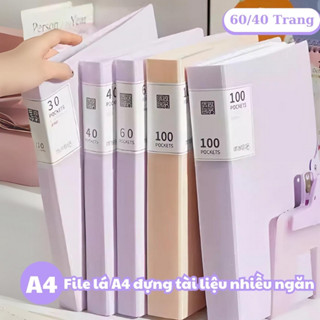 File lá đựng tài liệu A4, túi đựng tài liệu, bìa file lưu trữ giấy tờ nhiều ngăn 40, 60 trang