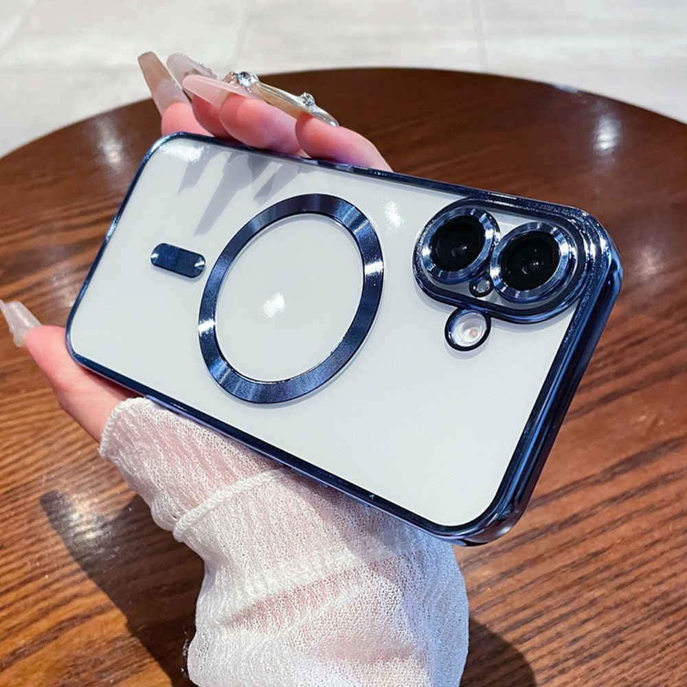 Ốp Điện Thoại Từ Tính Mạ Trong Suốt Sang Trọng Cho IPhone 16 15 14 13 12 11 Pro Plus 16Pro 16plus 16