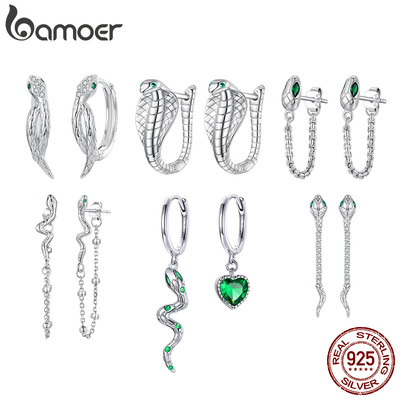 Bamoer Bạc 925 Bông Tai Rắn Cá Tính Thiết Kế Ban Đầu Chống Dị Ứng Trang Sức Nữ Quà Tặng