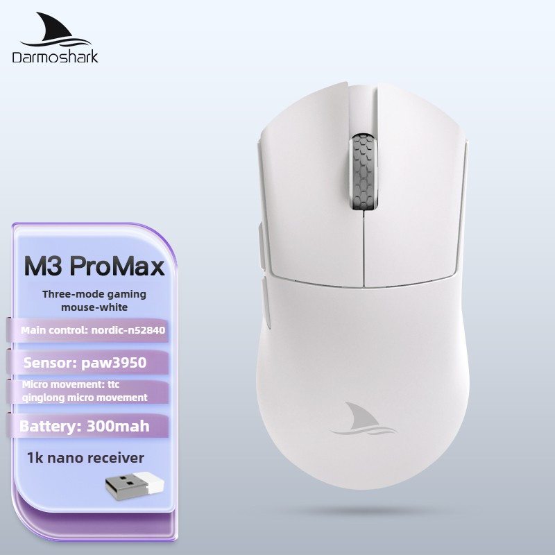Darmoshark M3 PRO MAX Mouse 3mode Wired/2.4G/Bluetooth PAW3950 8KHz Big Hand Mouse 54g Lightweight f