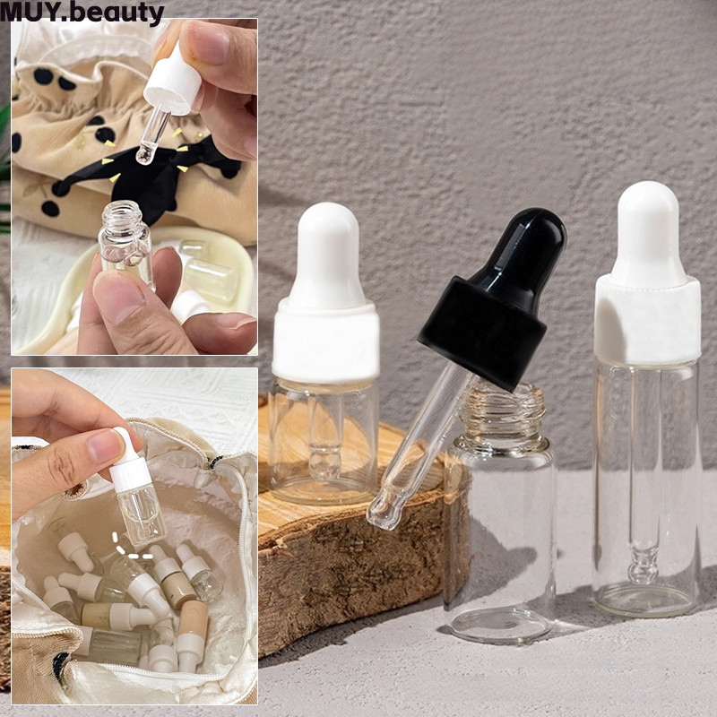 2 / 3 / 5ml Mini Glass dropper Portioning Chai Du Lịch Di Động Tinh Chất Nền Trong Suốt Mẫu Mỹ Phẩm 