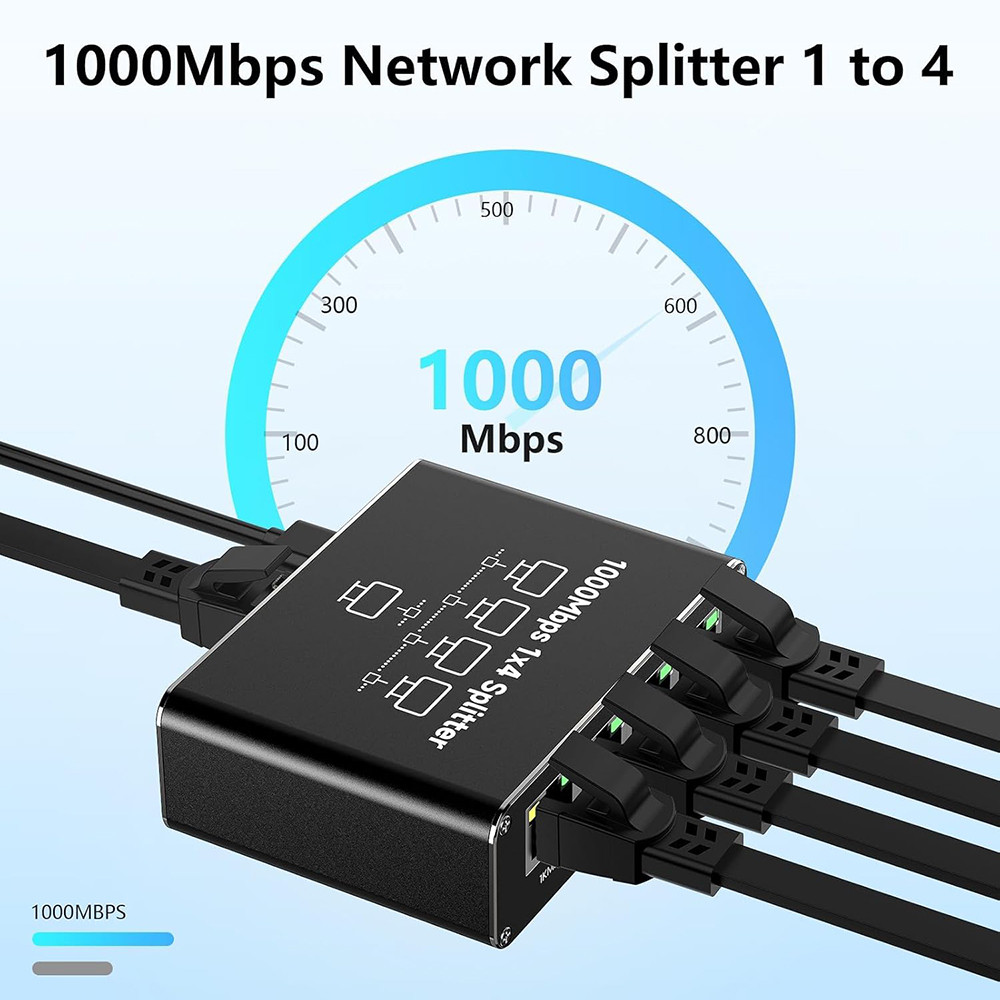 RJ45 Ethernet Switch Splitter LAN Gigabit Extension Adapter 100Mbps/1000Mbps Network Connector 1to2/