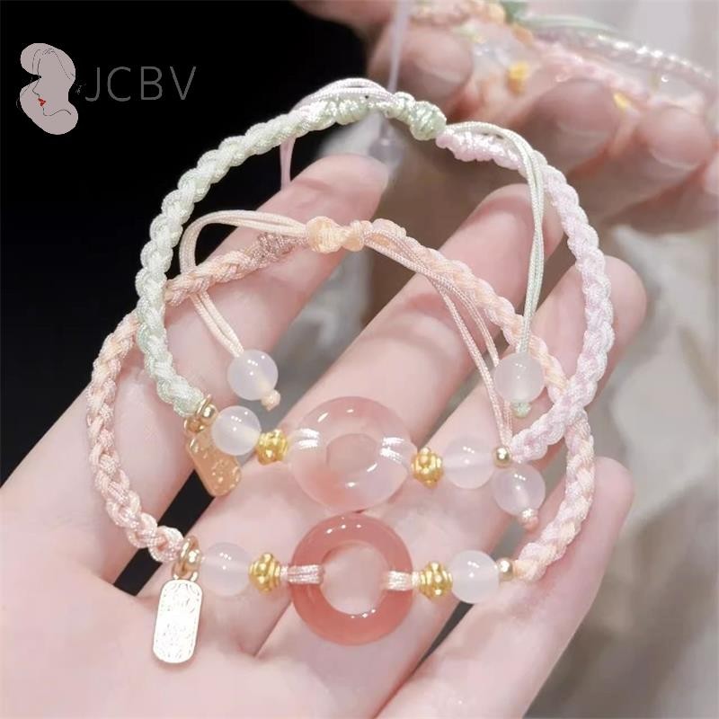 [JCBV] Phong Cách Trung Quốc Mới Phong Cách Dân Tộc Khóa Vòng Tay Hòa Bình Trái Tim Cô Gái Đính Hạt 