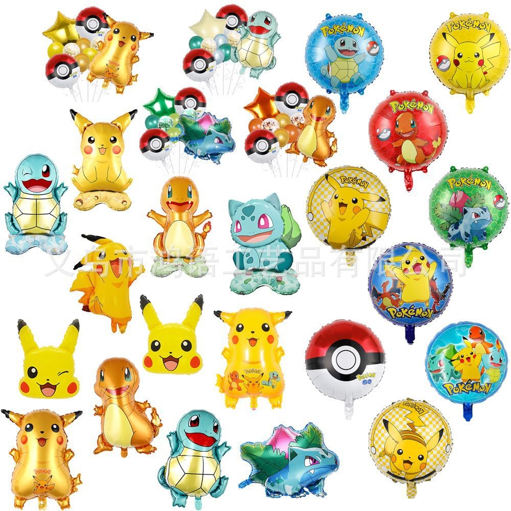 Mới Pokémon Nhôm Phim Bóng Trẻ Em Hoạt Hình Sinh Nhật Bóng Pikachu Ếch Hạt Trang Trí Bóng