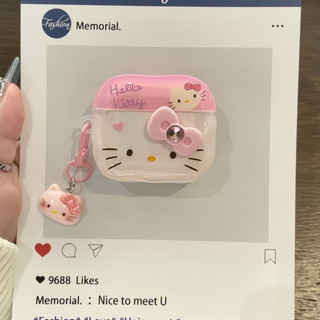 Vỏ bảo vệ tai nghe Hello Kitty kim cương hồng Bluetooth không dây AirPods Pro 1   2   3   4 