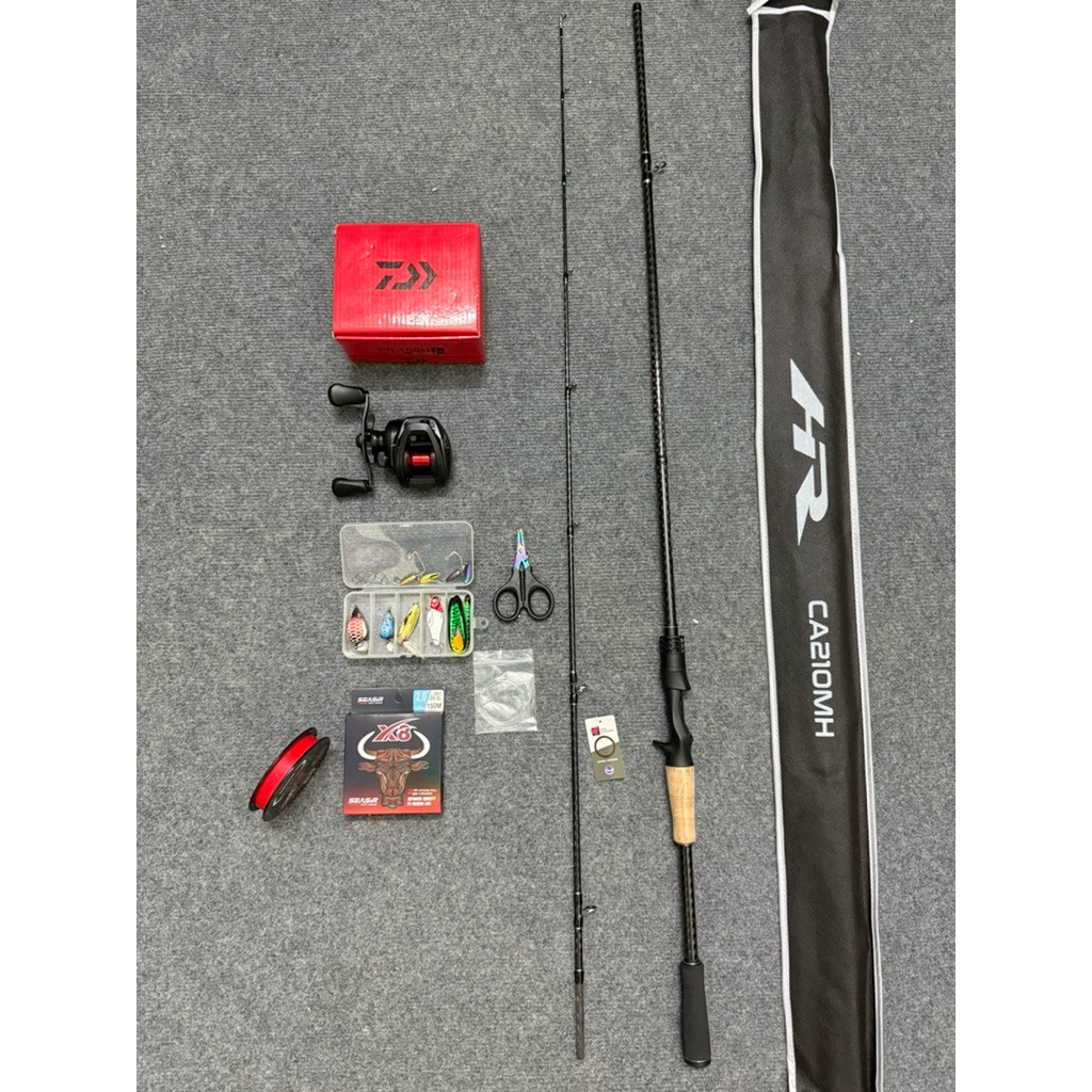 Bộ Combo Cần Câu Lure Cao Cấp Horai 2025 + Máy Ngang Pr100L Daiwa Tặng Kèm Dây PE X8 Seasir , Hộp Mồ