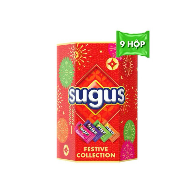 Kẹo hộp lục giác sugus đóng giỏ quà đẹp 99g