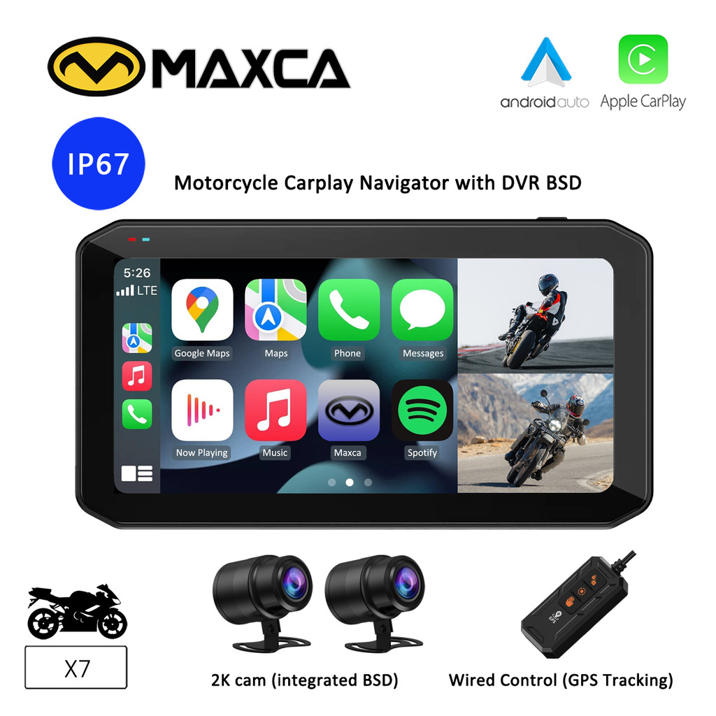 Xe Máy Không Dây Android Tự Động Car Màn Hình Với Máy Ảnh 2K Đầu Ghi Hình Điểm Mù Phát Hiện GPS Theo
