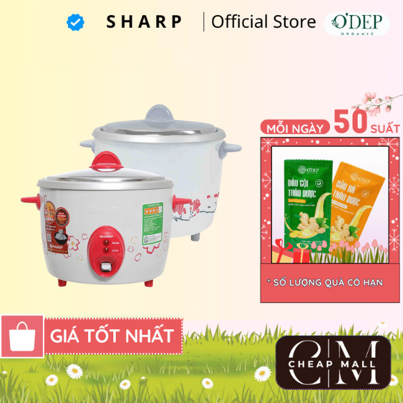 Nồi cơm điện mini Sharp nắp rời Chính hãng 0.6 Lít, Sản xuất Thái Lan KSH-D06V - Không chống dính - CHEAP CMO