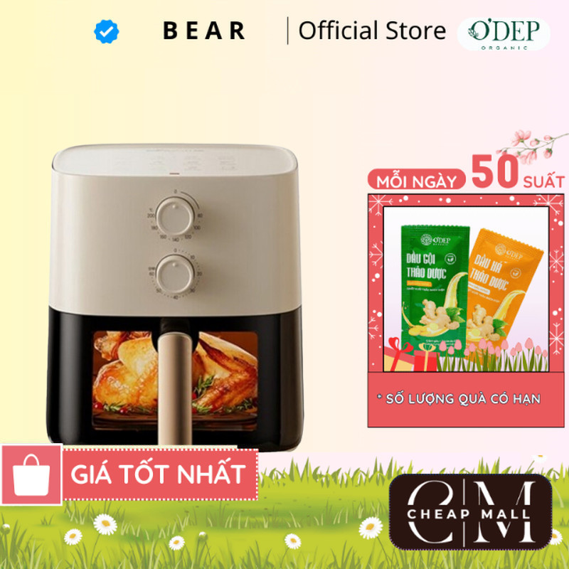 [Quốc tế] Nồi chiên không dầu 5L Bear Chính hãng, công nghệ nhiệt đối Lưu 360 độ QZG-J15M1  - CHEAP 