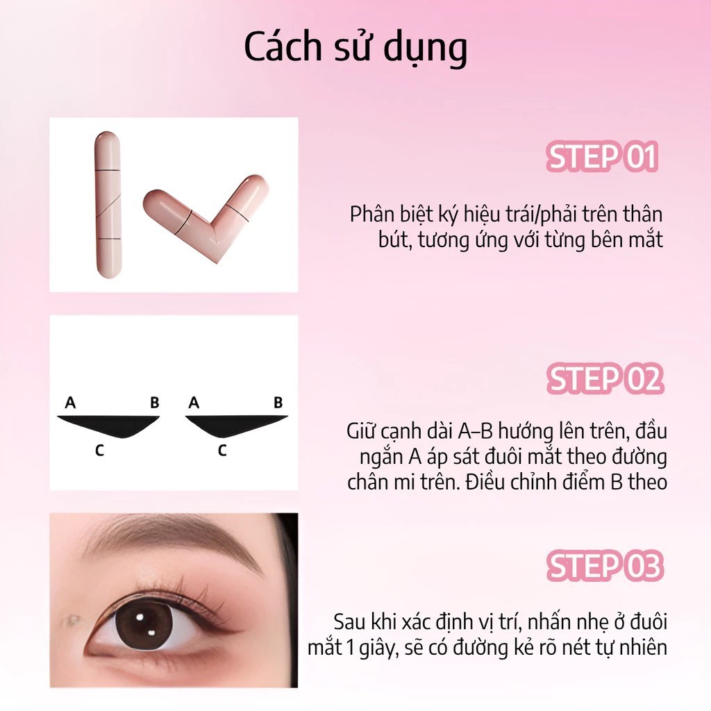 Bút Kẻ Mắt 2 Đầu Eyeliner Stamp Nét Mảnh Chống Nước Trang điểm tem kép tiện lợi, lâu trôi | BigBuy360 - bigbuy360.vn