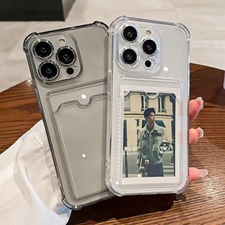 Ốp Điện Thoại Khe Cắm Thẻ Trong Suốt Tương Thích Cho iPhone 15 14 13 12 11 Pro Max X Xs Max 14 15 Plus 8 7 Plus SE Ốp Lưng Siêu Mỏng Chống Sốc Ốp Lưng TPU Mềm