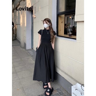 Đầm Lovito màu trơn phong cách thường ngày cho nữ LNA59514