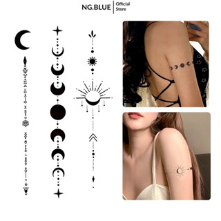 Hình xăm dán tatoo 15 ngày chống nước mặt trăng khuyết tiểu tinh cầu vũ trụ hệ mặt trời hình xăm giả mini nữ lâu phai 