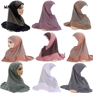 WAY2TOP choàng EMILEE, Khăn che mặt Hijab Khăn tua rua, Khăn trùm đầu Hồi giáo Bảo hiểm toàn cổ Bảo vệ cổ Turban Mũ đội đầu Mũ phụ nữ Cô gái