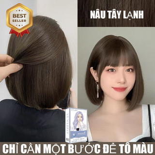 Thuốc nhuộm tóc màu nâu, thuốc nhuộm tóc nâu tây lạnh😍style fit, không cần tẩy tại nhà