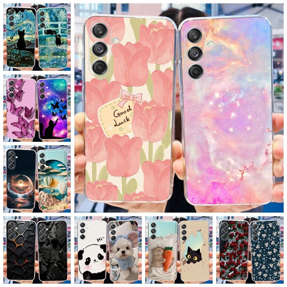 Dành Cho Samsung Galaxy Galaxy M55 F55 5G Ốp Lưng SM-M556B Vỏ Hoa Nhiều Màu Sắc Trong Suốt Silicon M