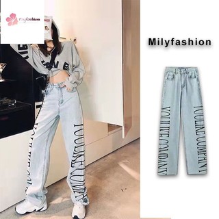Quần Jean Ống Đứng Lưng Cao Thiết Kế Mới Năng Động Thời Trang