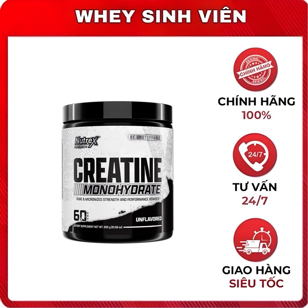 Nutrex Creatine Monohydrate Pure & Micronized 300G Hỗ Trợ Cải Thiện Hiệu Suất và Sức Mạnh tại Whey S