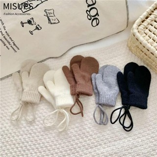 MISUPS tay dệt kim MISUPS, có dây buộc Găng tay ấm áp ấm áp cho bé, Găng tay mùa đông chống gió 1-3 tuổi chống lạnh