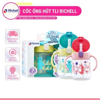 Cốc ống hút cho bé Richell TLI - Bình tập uống nước cho bé Richell