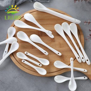 Thìa Khuấy, Thìa Tay Cầm Dài Mini Sáng Tạo, Dụng Cụ Nhà Bếp Thìa Cà Phê Gốm Trắng Đường Món Tráng Miệng