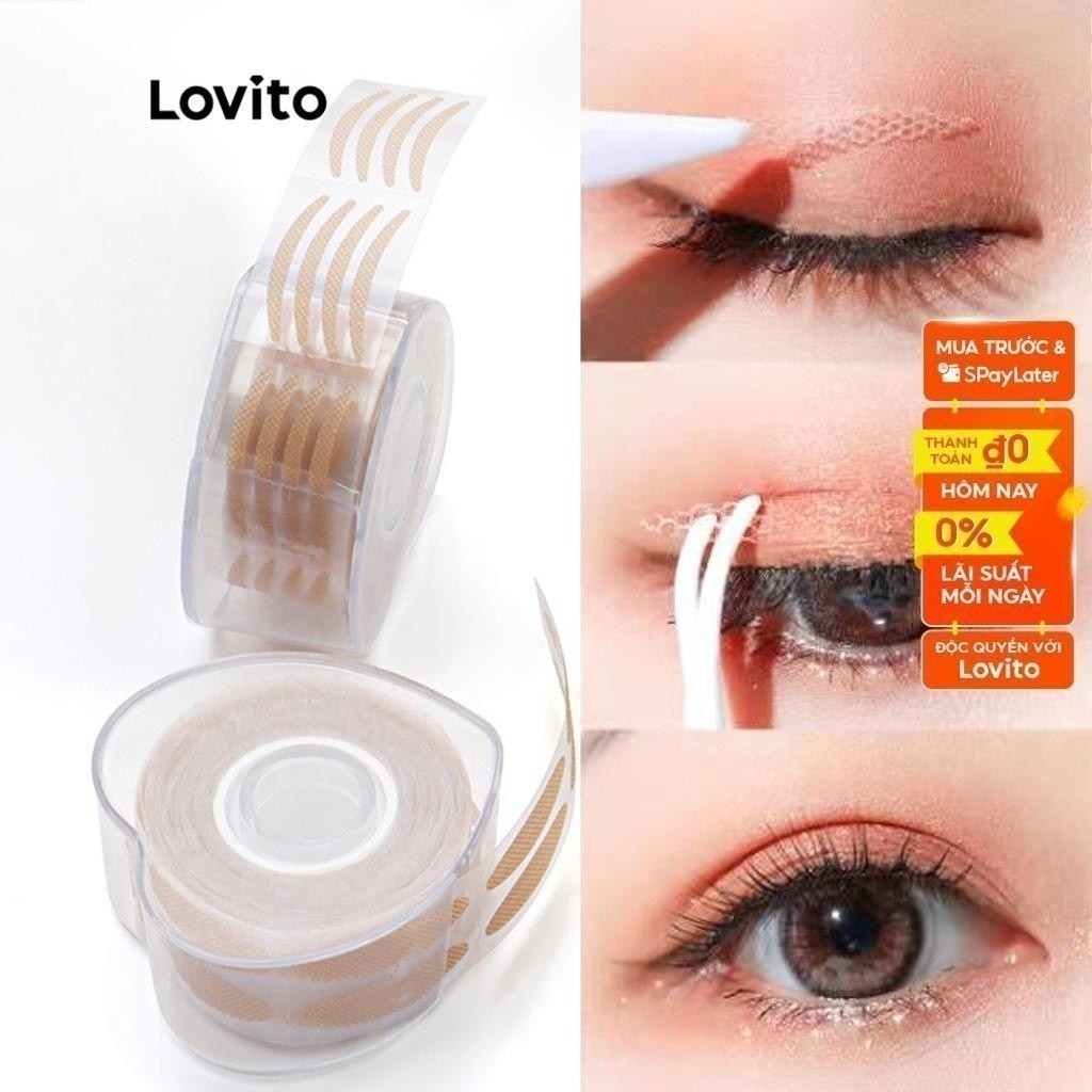 Lovito Casual Plain Ultra Invisible Matte Liền Mạch Không Keo Không Phản Quang Siêu Tự Nhiên Độ Dính Mạnh Thân Thiện Với Người Mới Bắt Đầu Băng Keo Kích Mí 600 Miếng L41Mu006 (Màu Da)