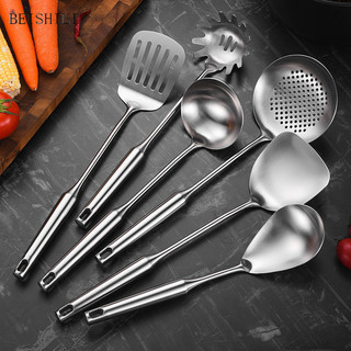 Oukeai Thìa Inox Nấu Ăn Thìa Dày Thìa Lớn Lọc Thìa Chống Bỏng Tay Cầm Hộ Gia Đình