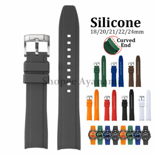 18mm 20mm 21mm 22mm 24mm Dây đeo đồng hồ cao su silicon cong Dây đeo đồng hồ thể thao mềm Dây đeo đồng hồ đa năng thay thế nam giới Dây đeo cổ tay cho Omega