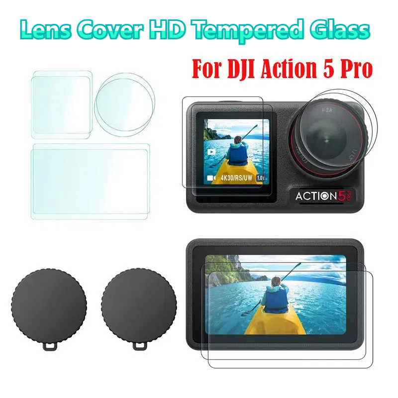 Dành Cho DJI OSMO Action 5 Pro lens Cover HD Kính Cường Lực Bảo Vệ Màn Hình Phía Trước Phía Sau Phim