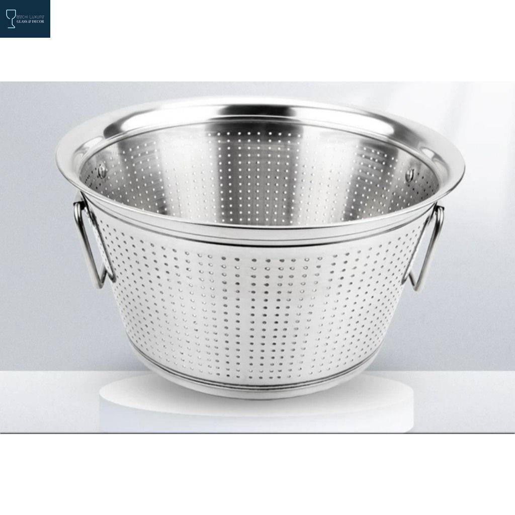Rổ inox rá inox vo gạo rửa rau củ quả, rổ rá công ngiệp inox sâu lòng  size 40cm 50cm