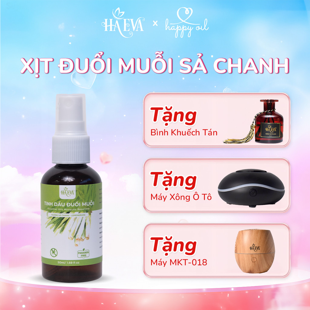 Tinh Dầu Xịt Đuổi Muỗi Sả Chanh HA EVA - 100% Thiên Nhiên, Đuổi Muỗi Hiệu Quả