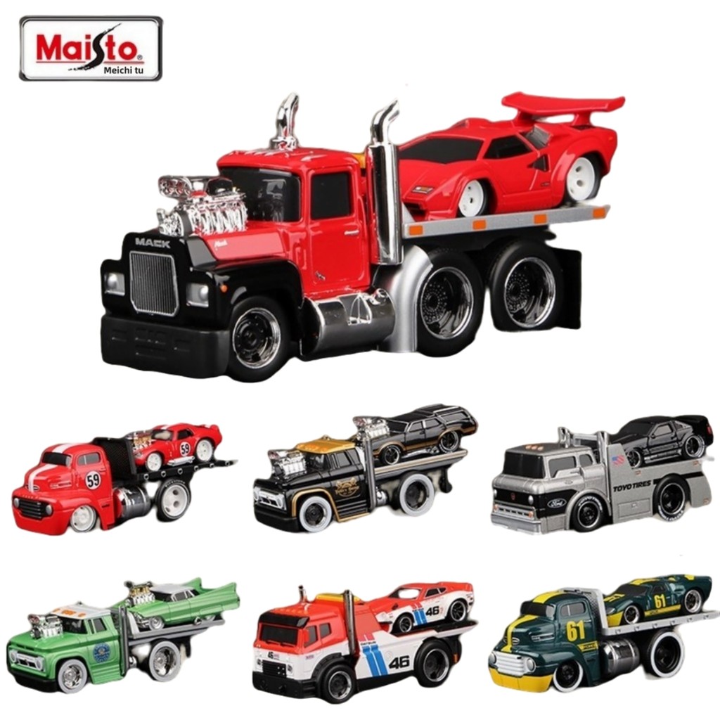 Maisto 1: 64 Die-Cast Muscle Car Transporter Flatbed Truck – Mô hình hợp kim để trưng bày & Bộ sưu t