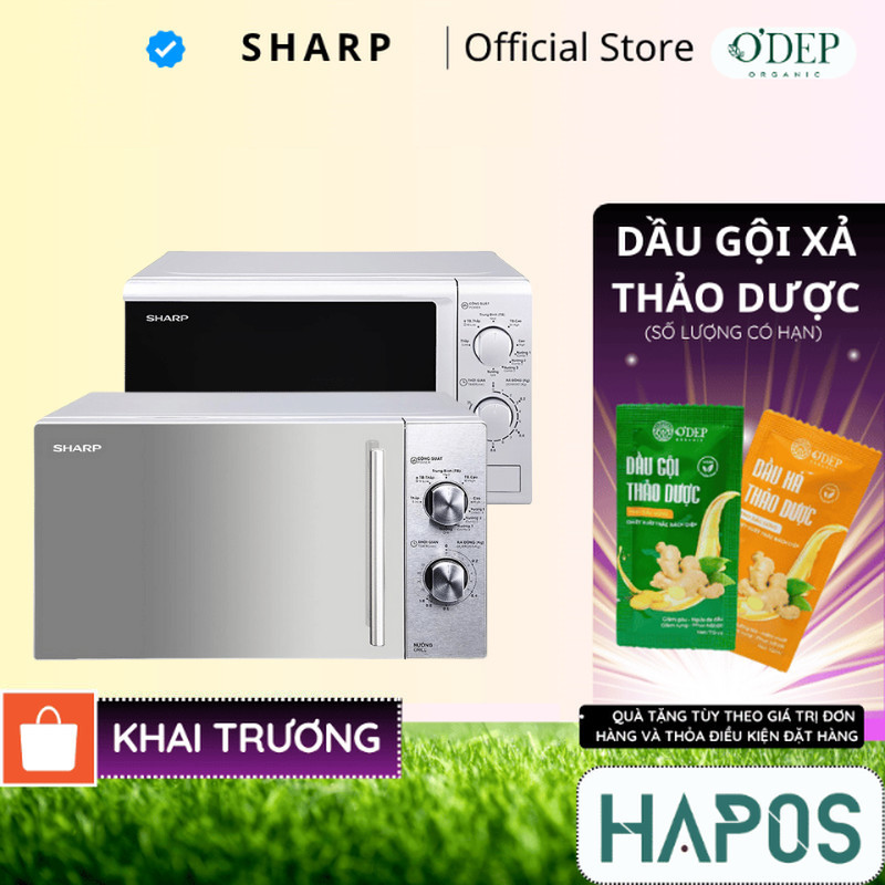 Lò vi sóng có nướng Sharp 20 lít 800W nướng 1000W, Chính hãng rã đông làm chín nhanh R-G222VN-S - HA