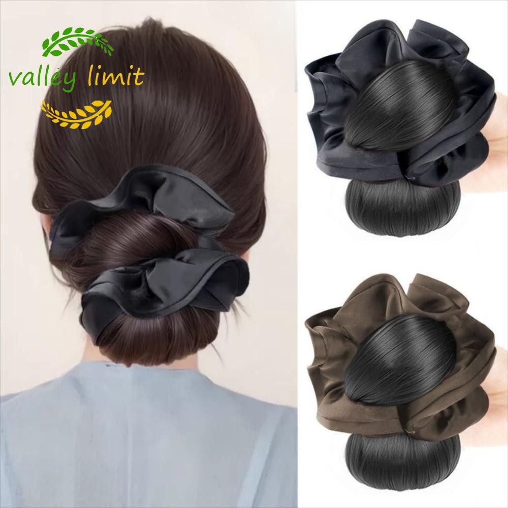valley limit VALLEY LIMIT Hoa Bun Scrunchie - Tóc Giả Mở Rộng, Tự Nhiên & Sang Trọng