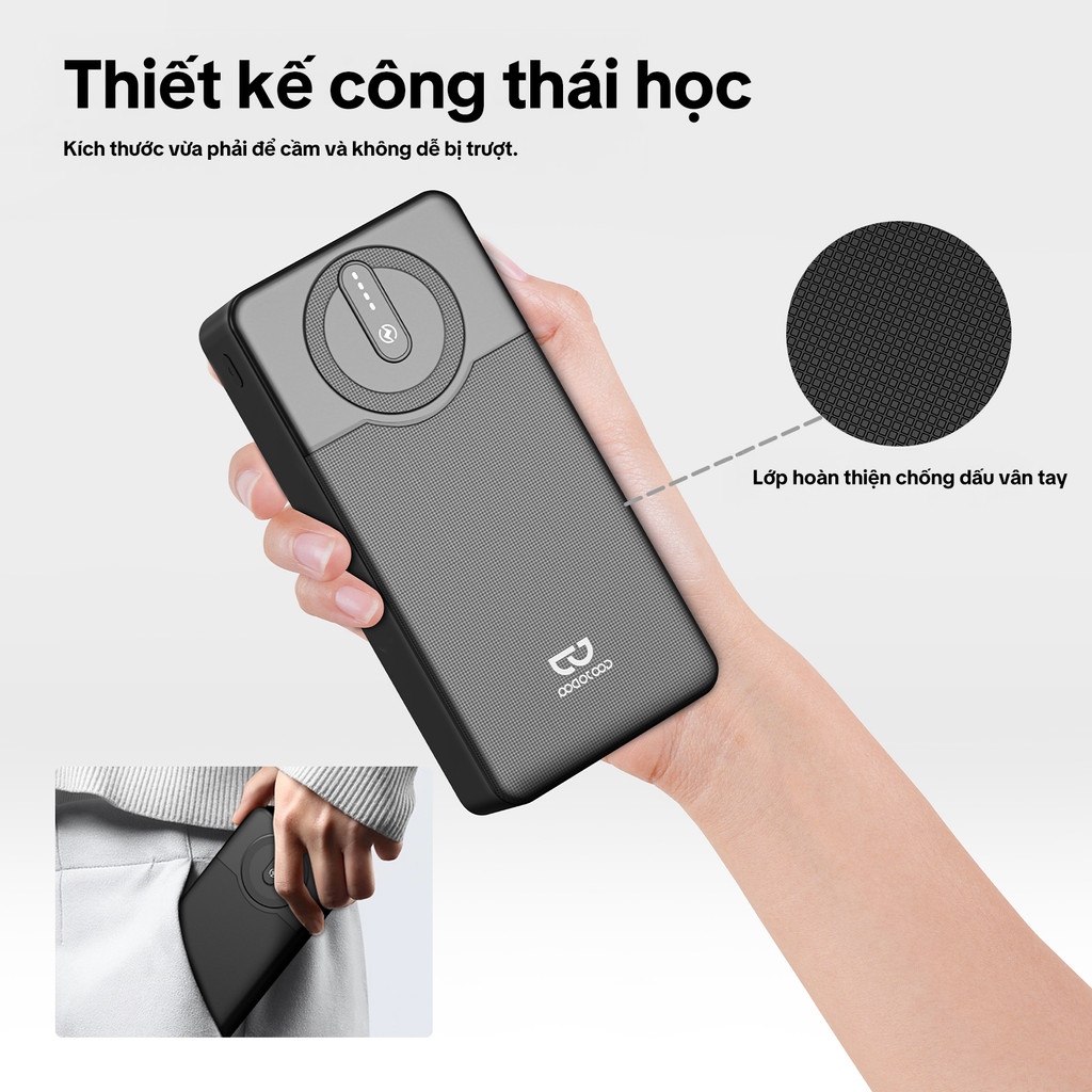 GOOJODOQ 20000mAh Power Bank Sạc nhanh USB Sạc Đèn LED di động 22,5W cho quạt điện thoại Pad | BigBuy360 - bigbuy360.vn
