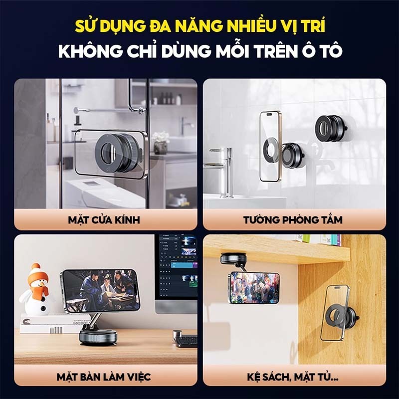 Giá đỡ điện thoại ô tô từ tính mạnh mẽ Thiết kế có thể gập lại 360° Giá đỡ chân không có | BigBuy360 - bigbuy360.vn