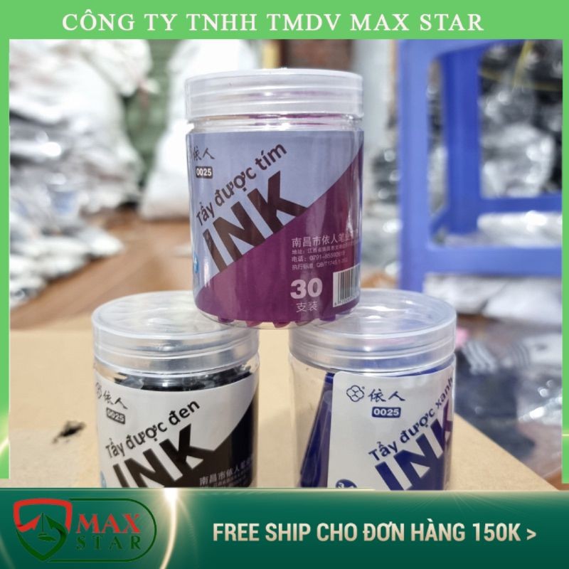 Mực ống xóa được, mực bút máy tẩy được INK 0025 luyện viết chữ đẹp cho bé (30 ống/ hộp)