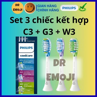  combo tiết kiệm 3 chiếc Đầu bàn chải điện thay thế Philips Sonicare C3,G3,W3  HX9073 65  