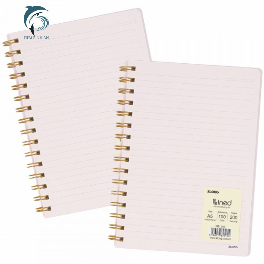 Vở Dash Line lò xo kép bìa nhựa 2 mặt A5 KLONG, 120 và 200 trang ; MS: 594; MS: 595 Tiệm Bình An