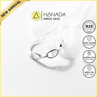   BẠC 925 - BH TRỌN ĐỜI  Nhẫn Ngón Út  Mắt Xích HANADA Trơn FREESIZE Nhẫn Đơn Giản Không Đá Đeo Hàng Ngày 2652 P7 