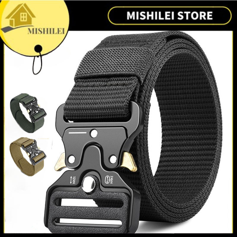 MISHILEI-Thắt lưng vải chiến thuật nam, Chống gỉ và chống mài mòn, Nylon bền có, thiết kế bắt mắt tinh tế thời trang