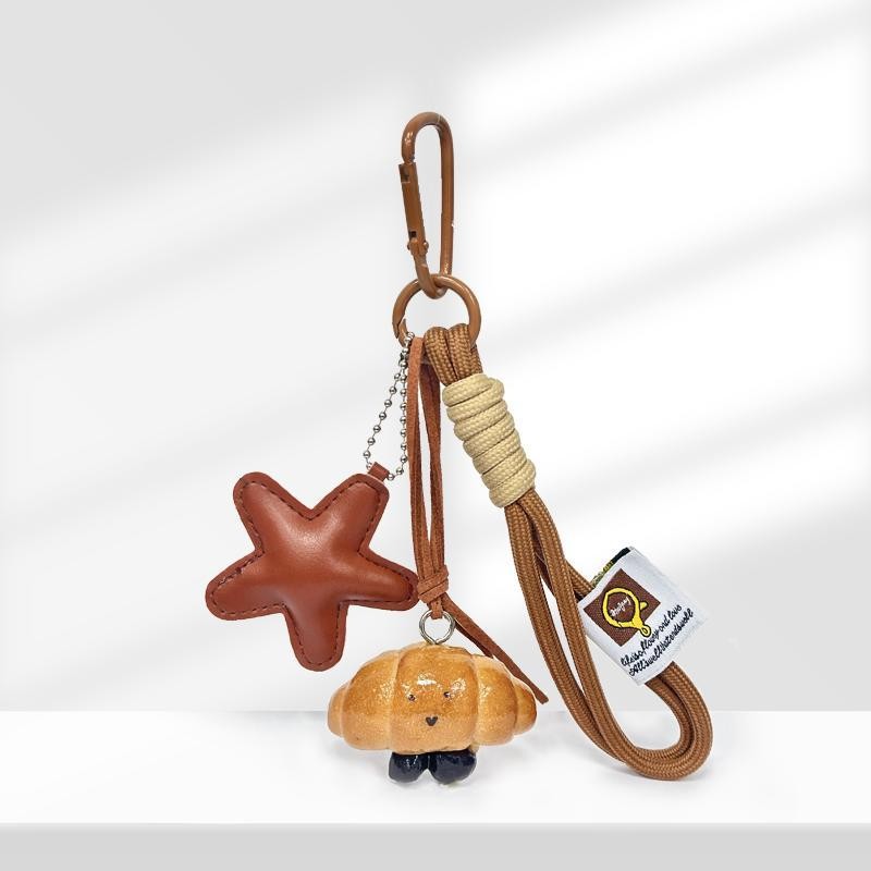 Handmade alkaline water bread creative bag accessories fashion bag pendant leather star charm keycha