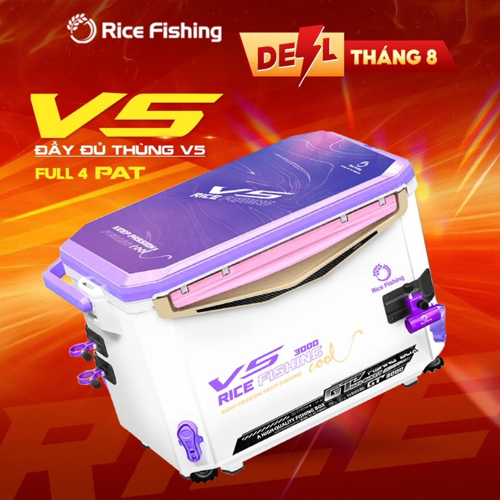 Thùng câu đài V5 Rice Fishing chân địa hình dung tích 30L phiên bản mới KK-62