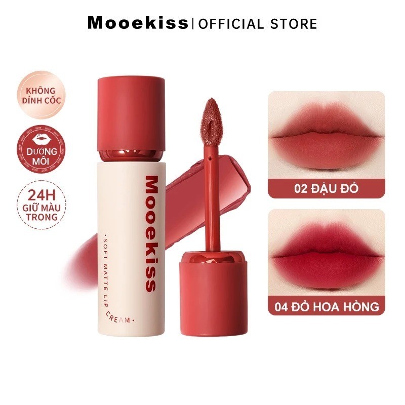 [MOOEKISS] Son kem Mooekiss 3g Nắp đen bùn nhung mịn nhẹ, Nắp đỏ bóng nhẹ dưỡng môi lâu | BigBuy360 - bigbuy360.vn