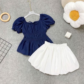  SET Áo Váy Bigsize Nữ Áo Babydoll Dáng Peplum Kèm Chân Váy Bí Có Quần Bảo Hộ A282-CV413 CV423 